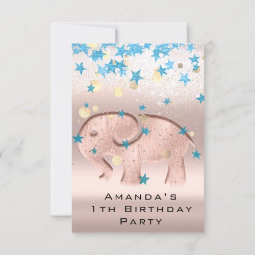 1th Birthday New Baby Shower Elephant Stars Invitation