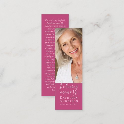 1x3 Memorial Funeral Poem Pink MINI Bookmark Calling Card