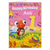 1yr Custom birthday card Little Ladybug range (Front)