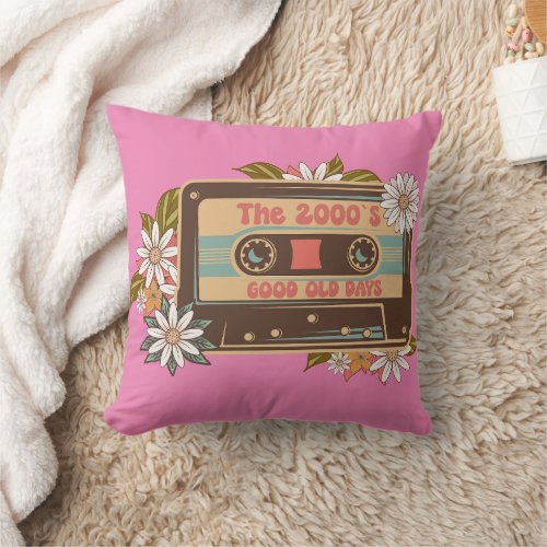 2000s gift for child retro present for genZ floral Throw Pillow