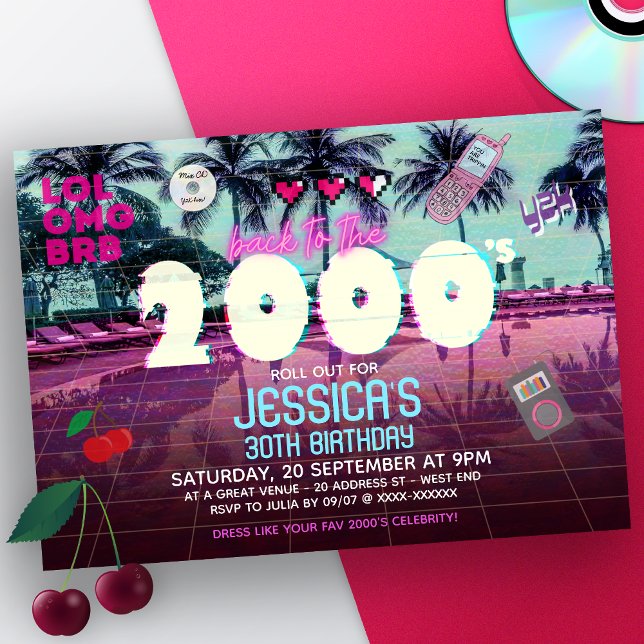 2000's Party Invitation (Hey friends! In case you missed it, the world didn't end with Y2K. Take a look at our amazing birthd)