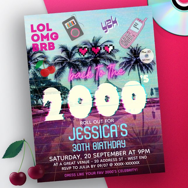 2000's Party Invitation Flyer (In case you missed it, the world didn't end with Y2K. Take a look at our amazing birthday party invi)