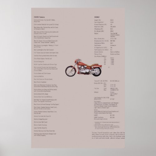 2001 FXDWG2 Vehicle Specification Poster