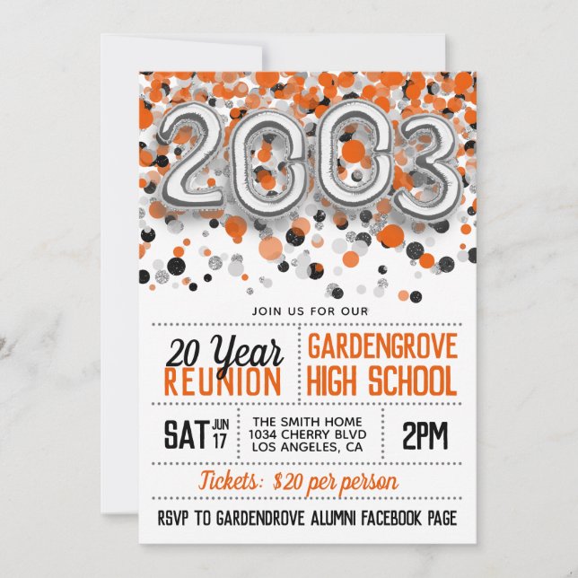 2003 High School College Reunion Invitation (Front)
