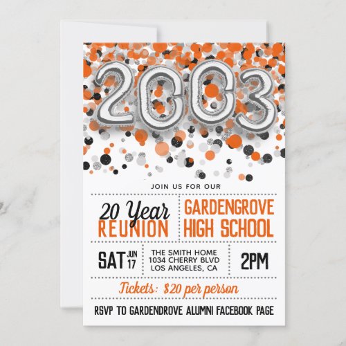 2003 High School College Reunion Invitation