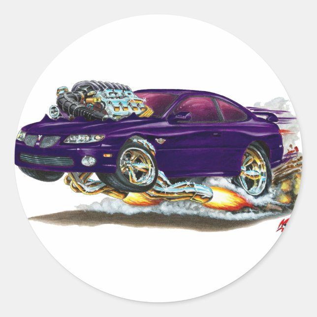2004-06 GTO Purple Car Classic Round Sticker (Front)