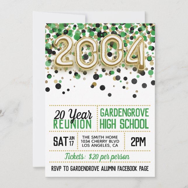 2004 High School College Reunion Invitation (Front)