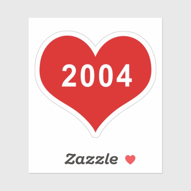 2004 Red Love Heart Vinyl Sticker (Sheet)