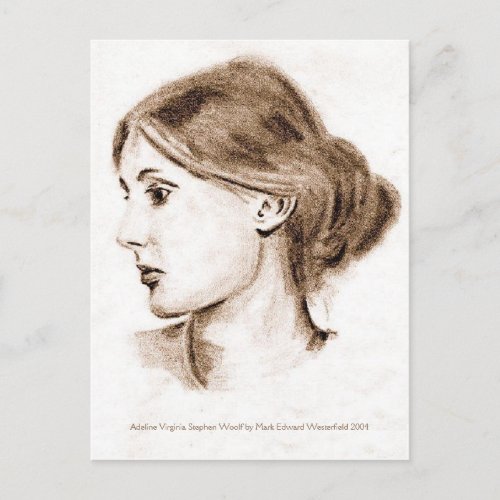 2004 Soft Pencil Drawing Virgina Woolf Postcard