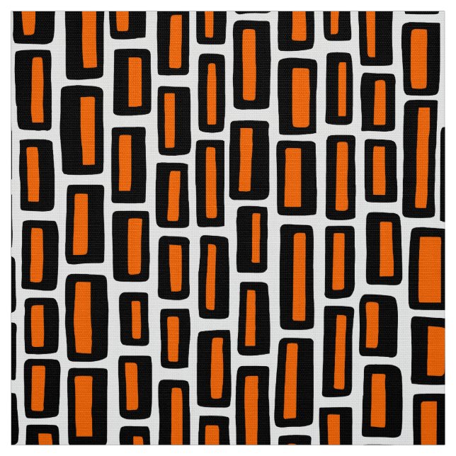 200515 - Black and Orange on White Fabric (Swatch)