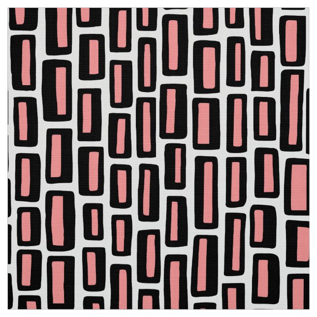 200515 - Black and Soft Pink on White Fabric (Swatch)