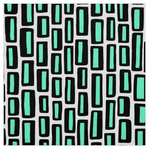 200515 - Black and Turquoise on White Fabric