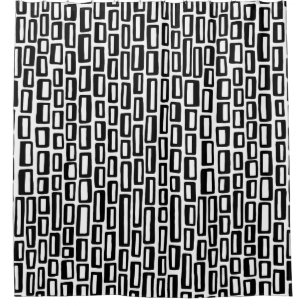 200515 - Black on White Shower Curtain