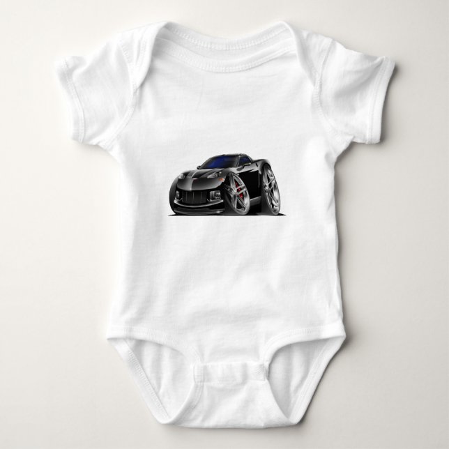 2005-09 Corvette Black Car Baby Bodysuit (Front)