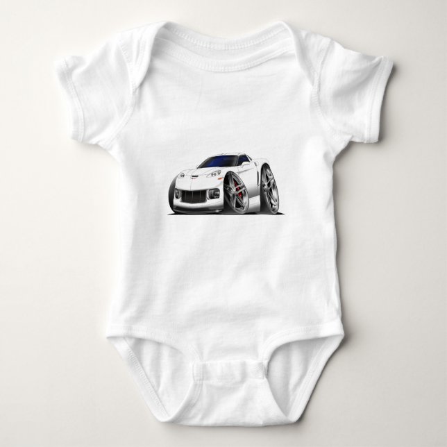 2005-09 Corvette White Car Baby Bodysuit (Front)