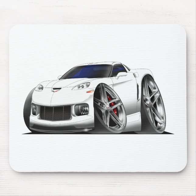 2005-09 Corvette White Car Mouse Pad (Front)