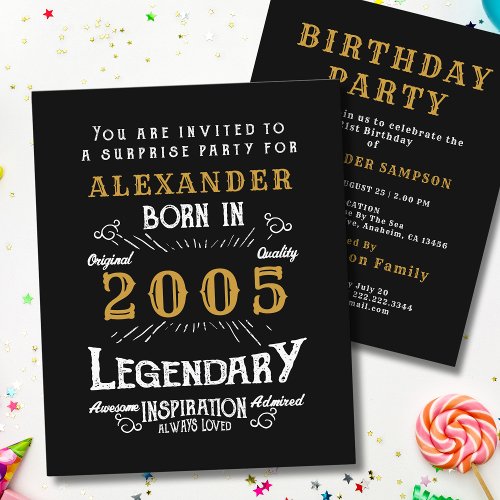 2005 Budget 21st Birthday Invitation Legend