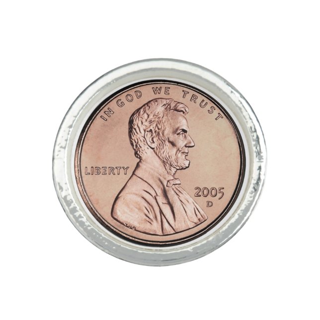2005 Lincoln Memorial 1 cent copper coin money Ring (Front)