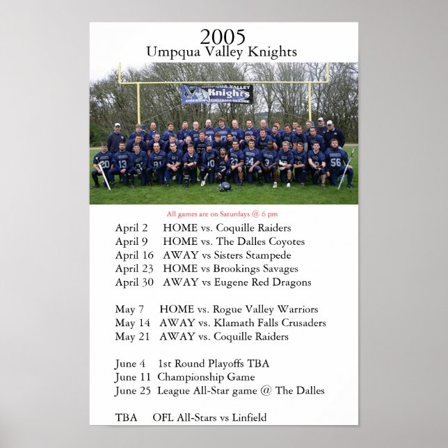 2005 Umpqua Valley Knights Poster (Front)