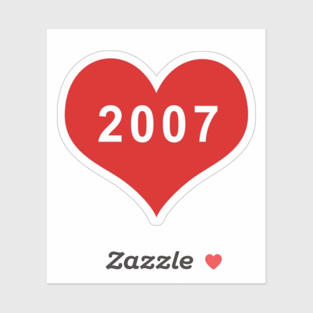 2007 Red Love Heart Vinyl Sticker (Sheet)