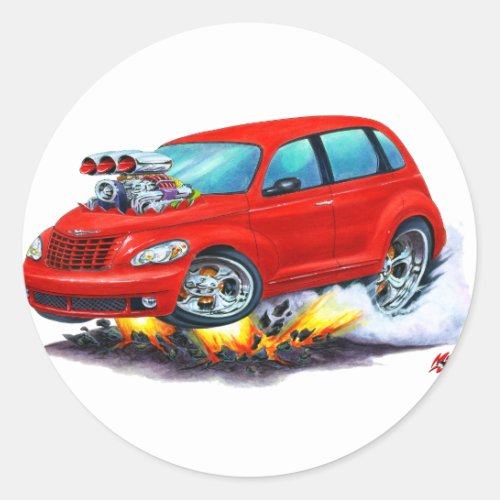 2008_10 PT Cruiser Red Car Classic Round Sticker