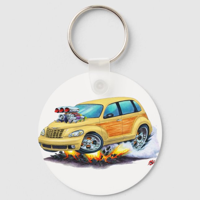 2008-10 PT Cruiser Tan Woodie Keychain (Front)