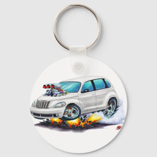 2008_10 PT Cruiser White Car Keychain