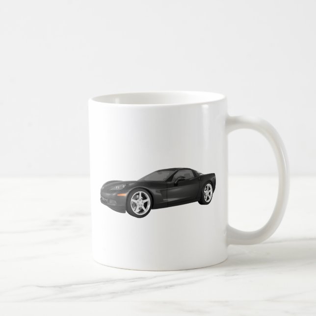2008 Corvette: Sports Car: Black Finish Coffee Mug (Right)