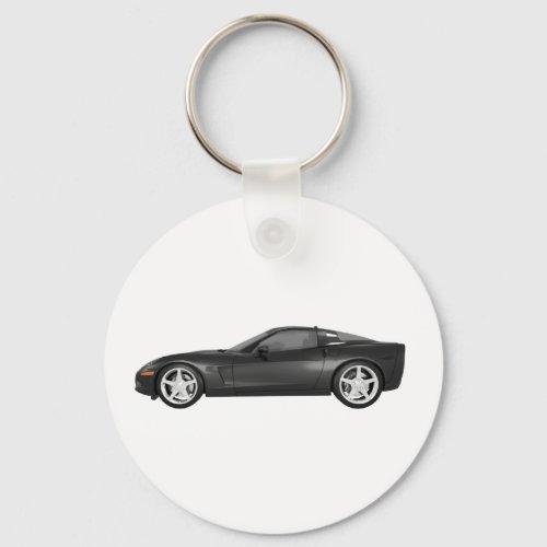 2008 Corvette Sports Car Black Finish Keychain