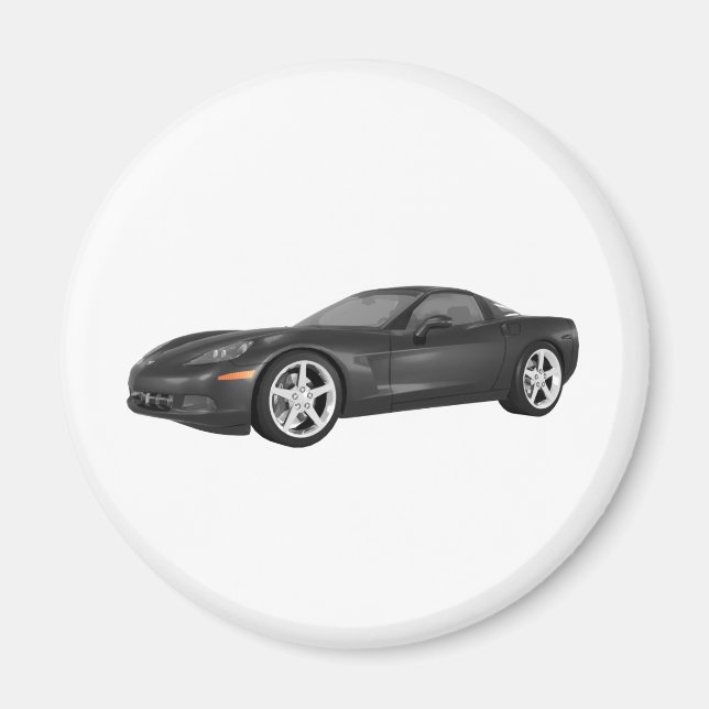 2008 Corvette: Sports Car: Black Finish Magnet (Front)