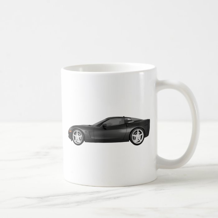 2008 Corvette Sports Car Black Finish Mugs