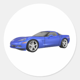 2008 Corvette: Sports Car: Blue Finish: Classic Round Sticker