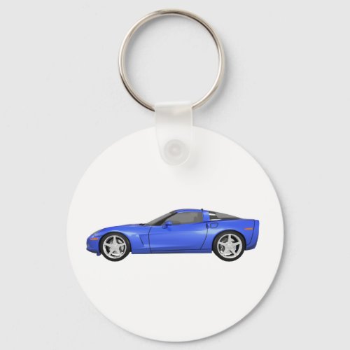 2008 Corvette Sports Car Blue Finish Keychain