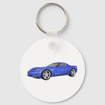 2008 Corvette: Sports Car: Blue Finish: Keychain by spiritswitchboard at Zazzle