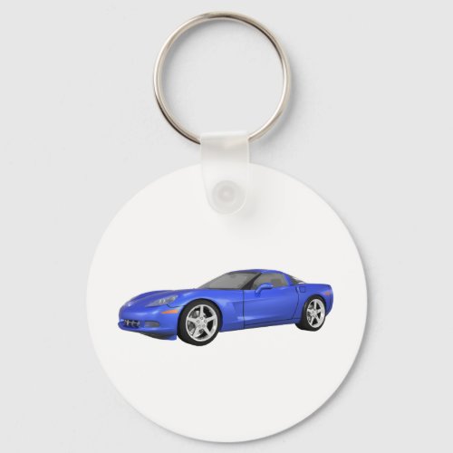 2008 Corvette Sports Car Blue Finish Keychain