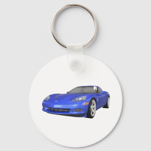 2008 Corvette: Sports Car: Blue Finish: Keychain