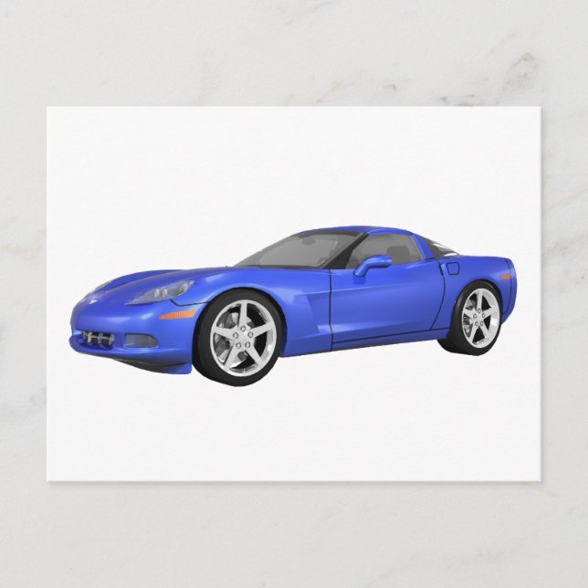 2008 Corvette: Sports Car: Blue Finish: Postcard (Front)
