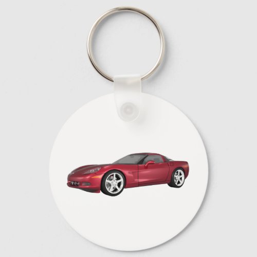 2008 Corvette Sports Car Candy Apple Finish Keychain