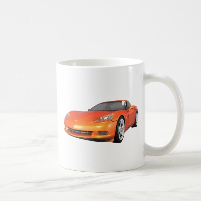 2008 Corvette: Sports Car: Orange Finish: Coffee Mug (Right)