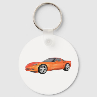 2008 Corvette: Sports Car: Orange Finish: Keychain
