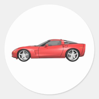 2008 Corvette: Sports Car: Red Finish: Classic Round Sticker by spiritswitchboard at Zazzle