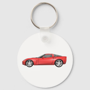 2008 Corvette: Sports Car: Red Finish: Keychain