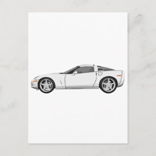 2008 Corvette: Sports Car: White Finish: Postcard