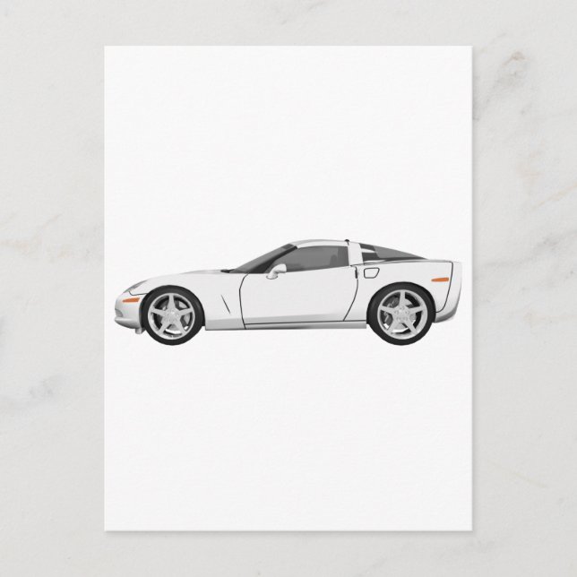 2008 Corvette: Sports Car: White Finish: Postcard (Front)