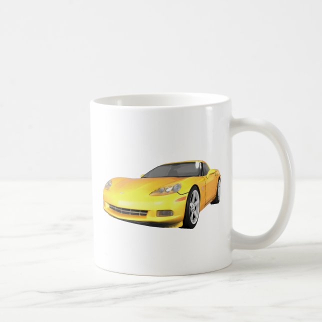 2008 Corvette: Sports Car: Yellow Finish: Coffee Mug (Right)