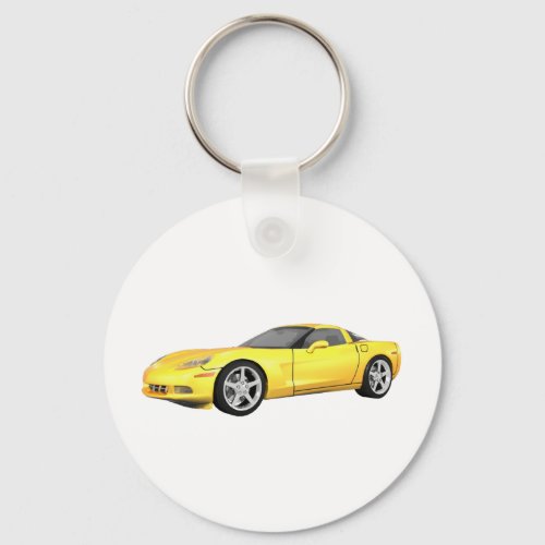 2008 Corvette Sports Car Yellow Finish Keychain