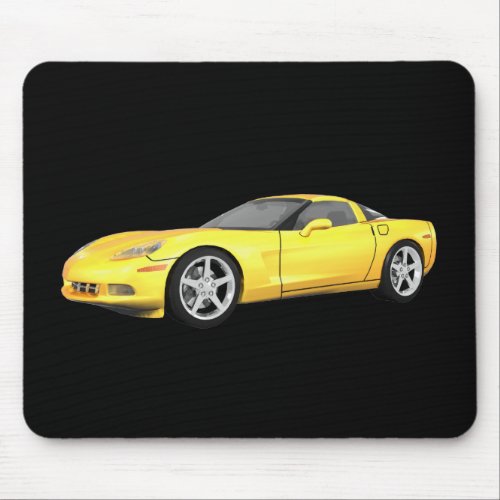 2008 Corvette Sports Car Yellow Finish Mouse Pad