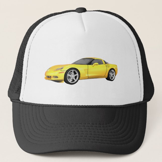 2008 Corvette: Sports Car: Yellow Finish: Trucker Hat (Front)