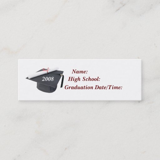 Customizable 2008 Graduation Profile Card Business Card Templates