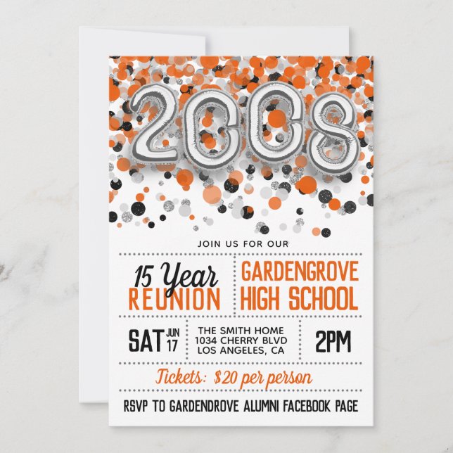 2008 High School College Reunion Invitation (Front)